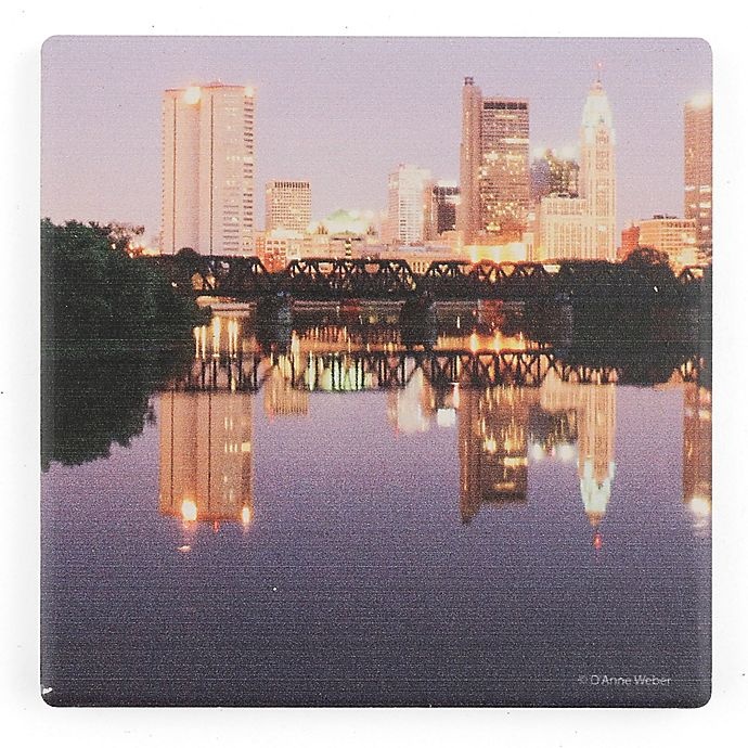 slide 1 of 1, Thirstystone Dolomite Downtown Columbus at Night Single Square Coaster, 1 ct