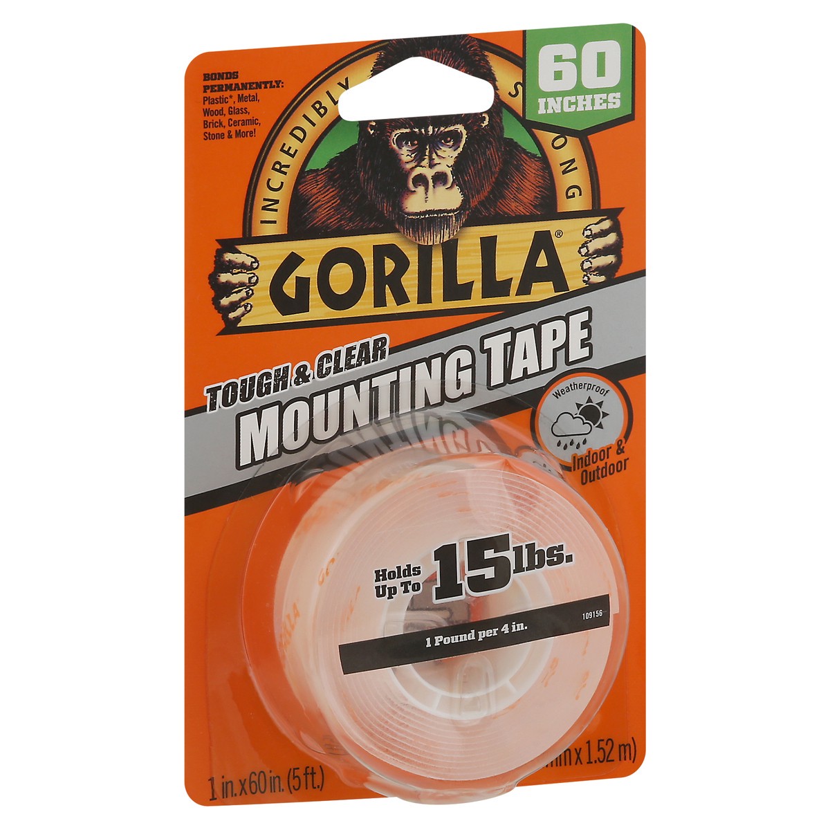 slide 3 of 9, Gorilla 60 Inch Tough & Clear Mounting Tape 1 ea, 1 ct