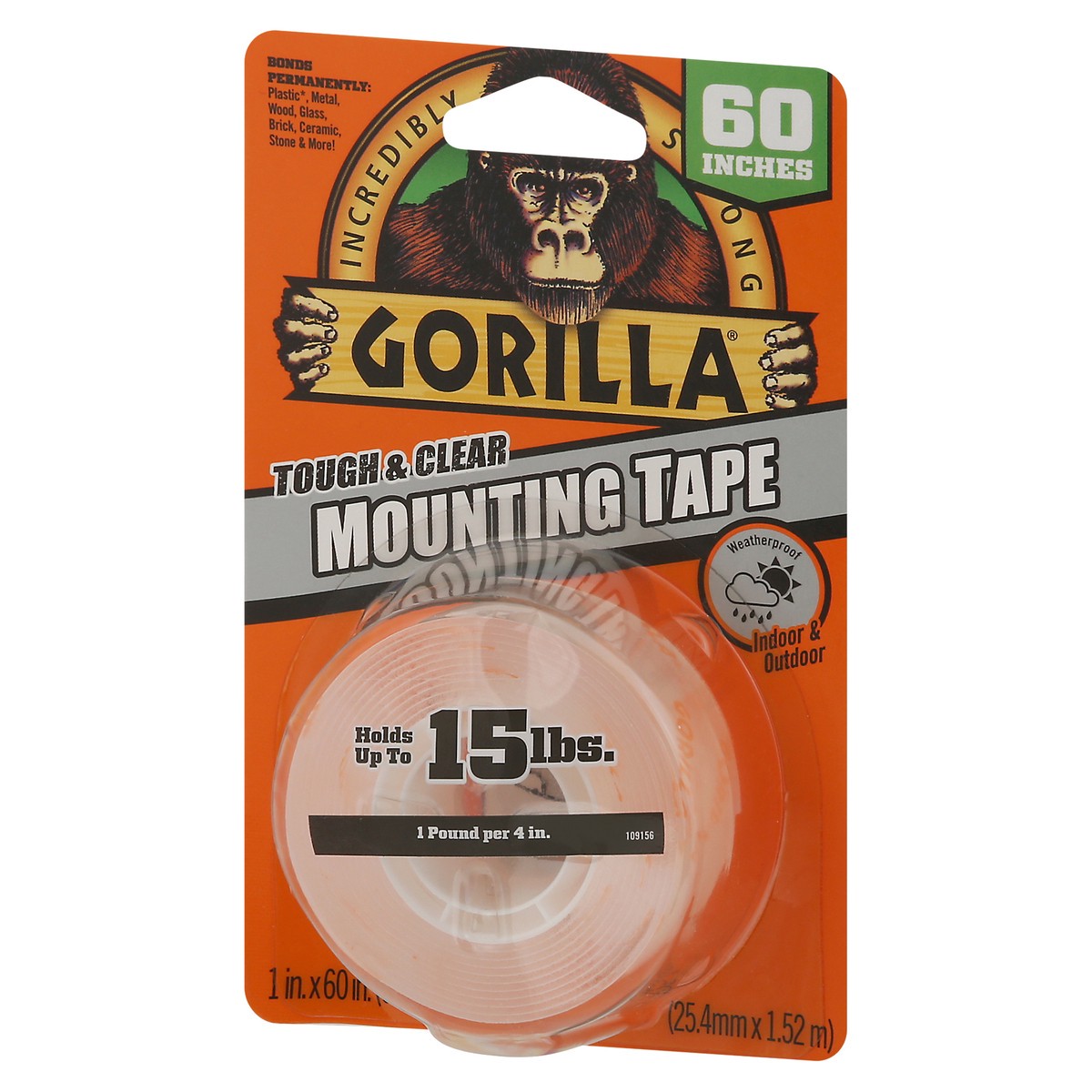 slide 7 of 9, Gorilla 60 Inch Tough & Clear Mounting Tape 1 ea, 1 ct