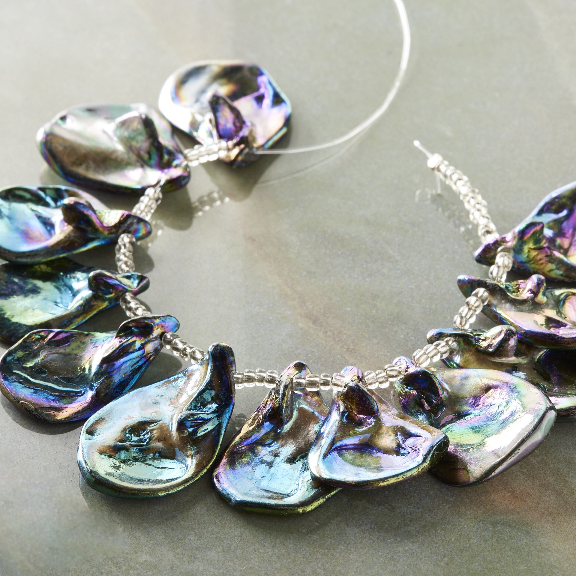 slide 3 of 3, Multicolor Shell Teardrop Beads, 34mm By Bead Landing, 34 mm