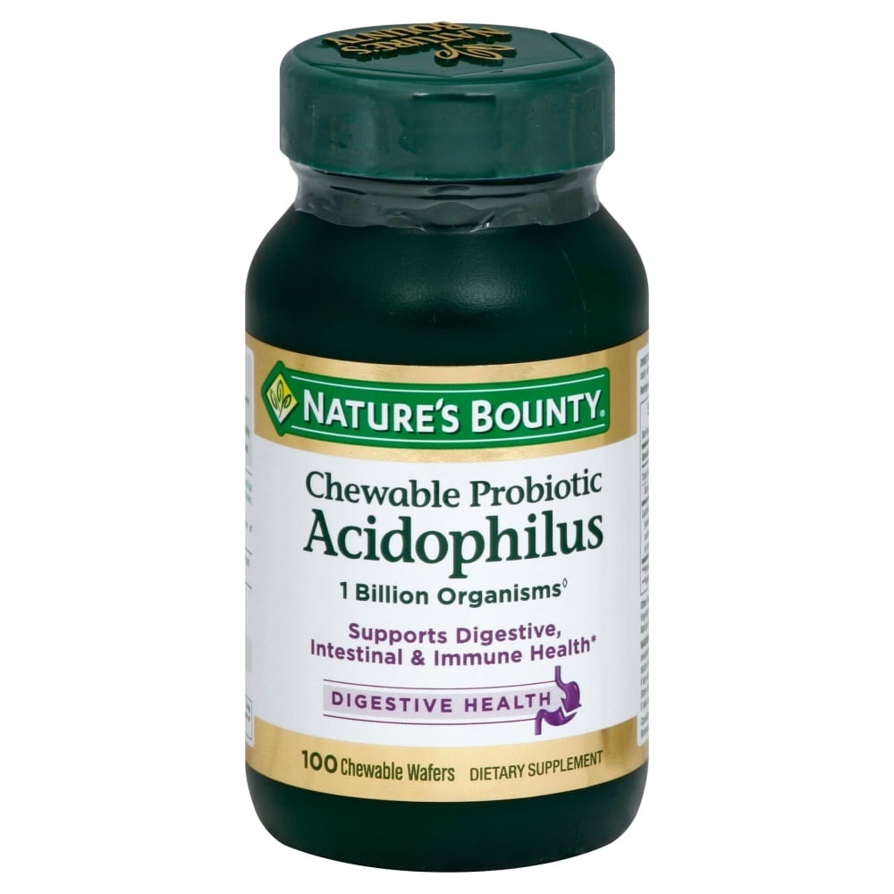 slide 1 of 1, Nature's Bounty Natural Strawberry Flavor Chewable Probiotic Wafers Acidophilus with Bifidus, 100 ct