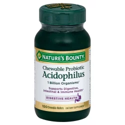 Nature's Bounty Natural Strawberry Flavor Chewable Probiotic Wafers Acidophilus with Bifidus