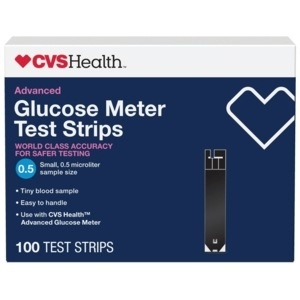 slide 1 of 1, CVS Health Advanced Glucose Meter Test Strips, 100 ct