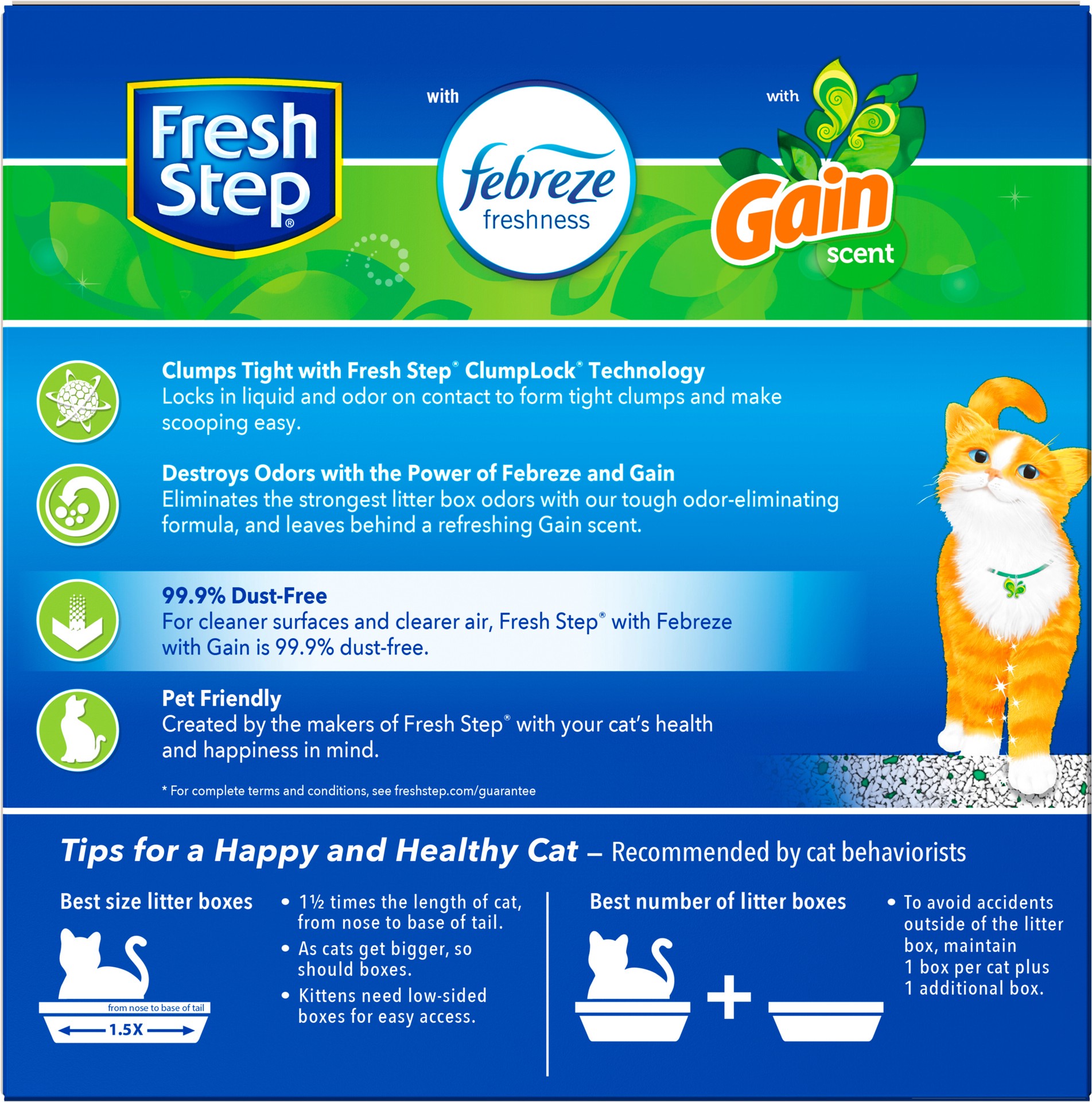 slide 4 of 5, Fresh Step Clumping Litter With Febreze Freshness With Gain Original Scent, Low-Dust Formula With Ammonia Block Technology, 14 lb. Box, 14 lb