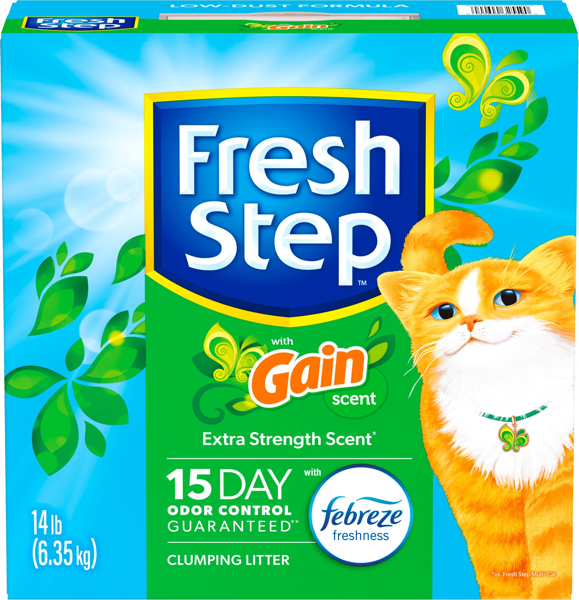 slide 1 of 5, Fresh Step Clumping Litter With Febreze Freshness With Gain Original Scent, Low-Dust Formula With Ammonia Block Technology, 14 lb. Box, 14 lb