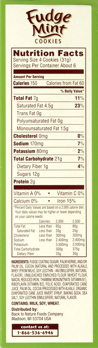 slide 5 of 7, Back To Nature Cookies, Fudge Mint, 6.4 oz