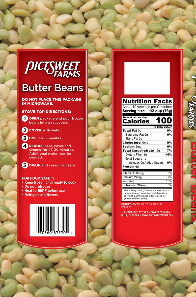 slide 2 of 3, PictSweet Butter Beans, 28 oz