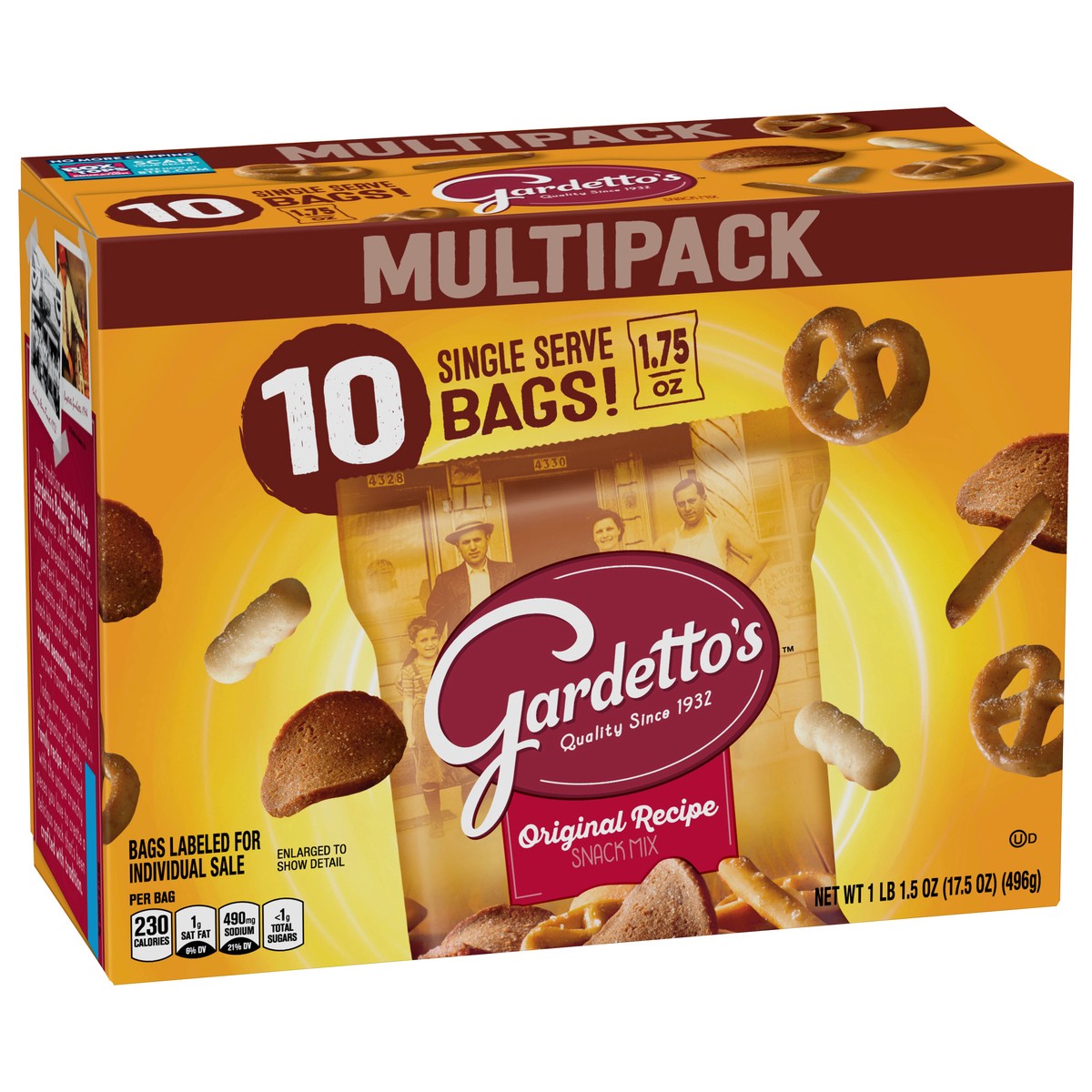 slide 2 of 9, Gardetto's Snack Mix, Original Recipe, Multipack Snack Bags, 1.75 oz, 10 ct, 10 ct