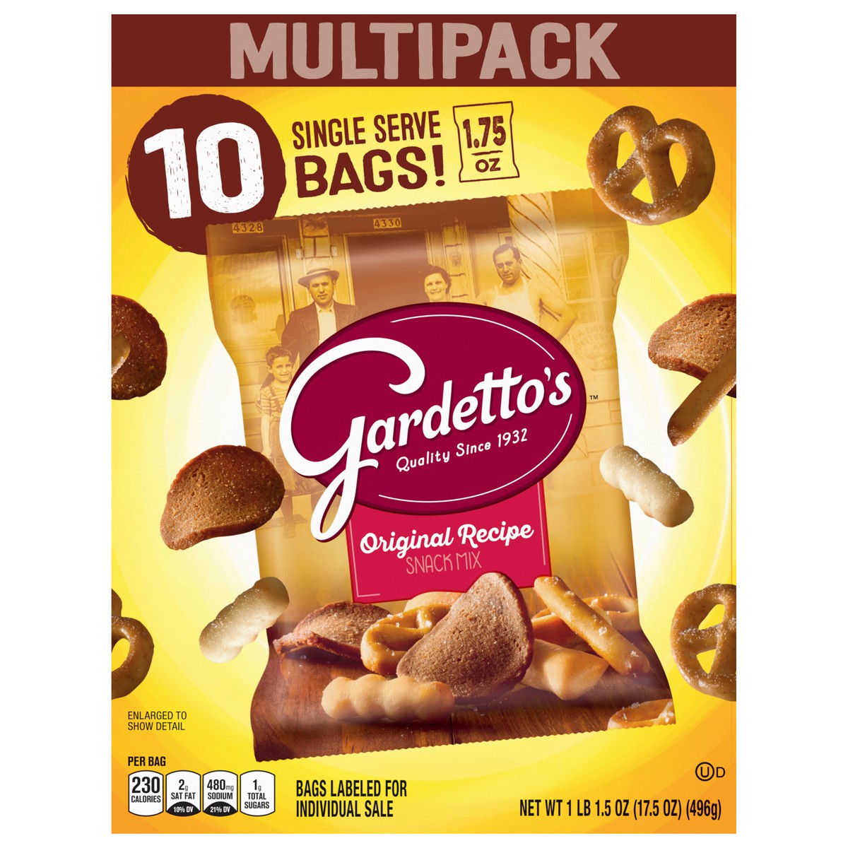 slide 1 of 9, Gardetto's Snack Mix, Original Recipe, Multipack Snack Bags, 1.75 oz, 10 ct, 10 ct