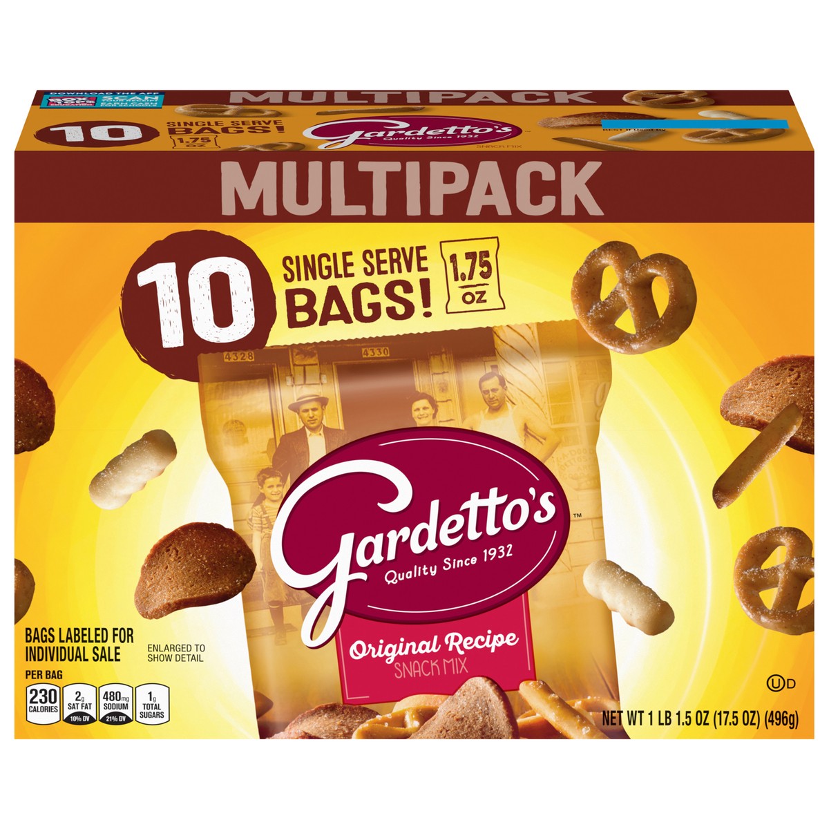 slide 1 of 9, Gardetto's Snack Mix, Original Recipe, Multipack Snack Bags, 1.75 oz, 10 ct, 10 ct