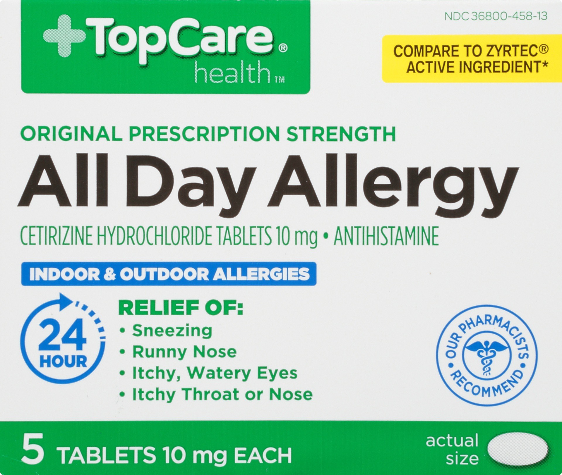 slide 1 of 6, TopCare 24 Hour All Day Allergy Tablets, 5 ct