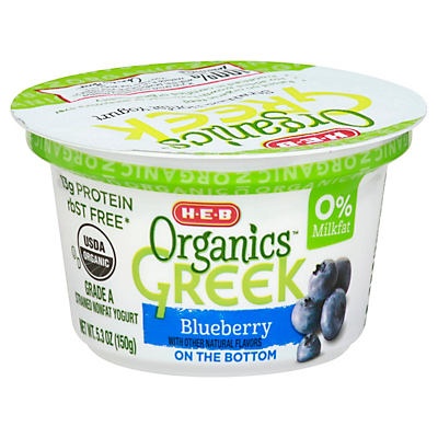 slide 1 of 1, H-E-B Organics Greek Yogurt Blueberry, 5.3 oz