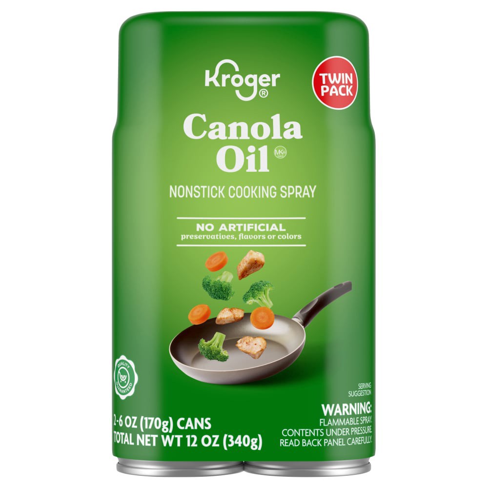 slide 1 of 2, Kroger® Canola Oil Cooking Spray - 2 ct; 6 oz, 2 ct; 6 oz