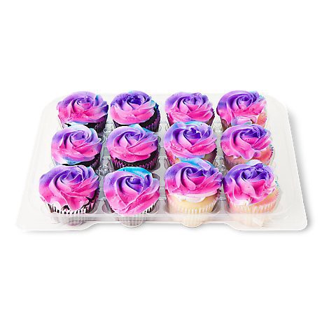 slide 1 of 1, White & Chocolate Cupcakes W/whipped Airbrush 12 Count - EA, 12 ct