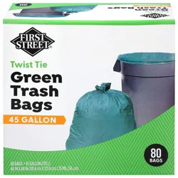 First Street 45 Gallon Green Trash Bags