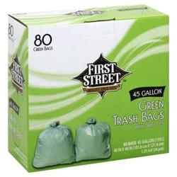 First Street 45 Gallon Green Trash Bags