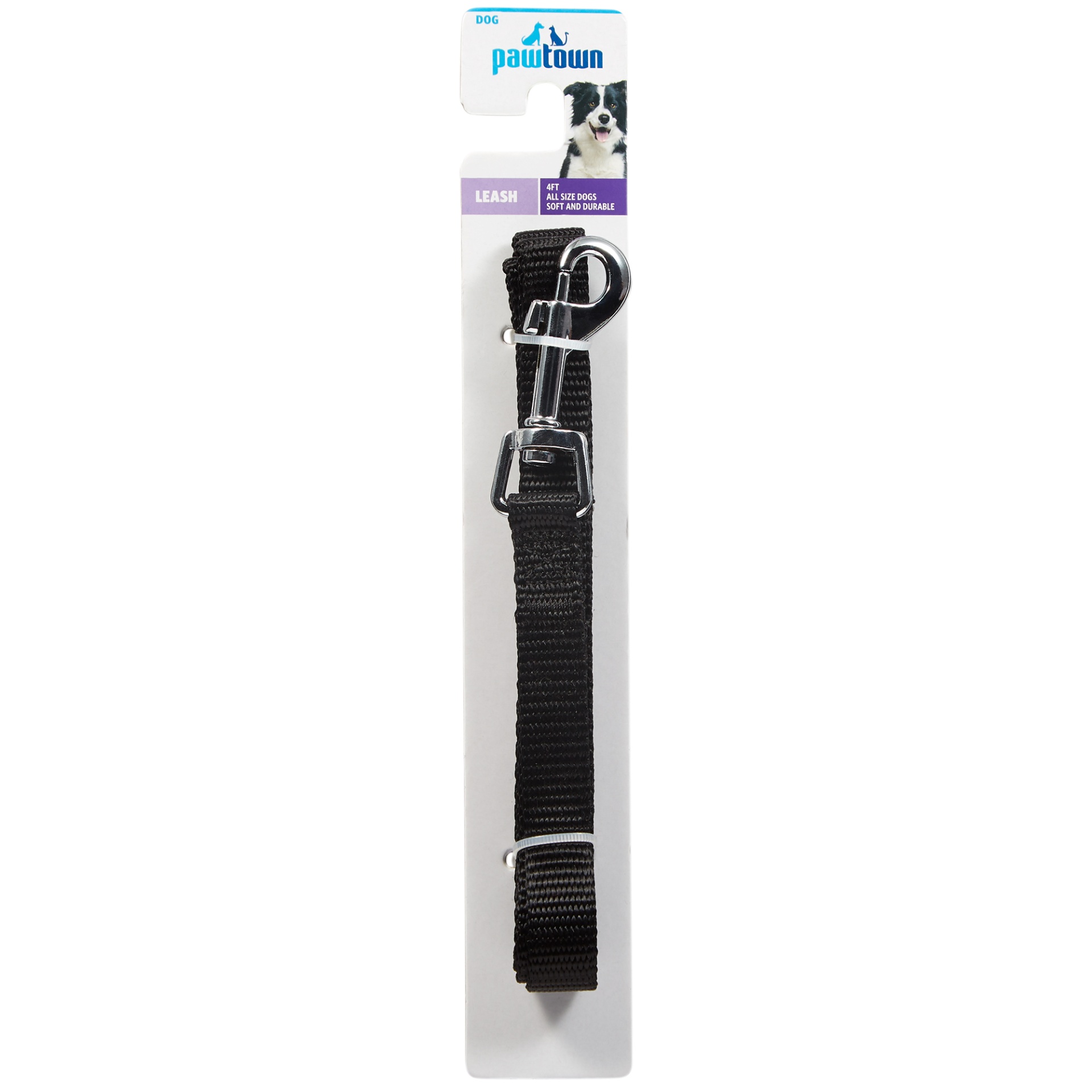 slide 1 of 2, Pawtown 4ft Nylon Dog Leash, Black, 1 ct