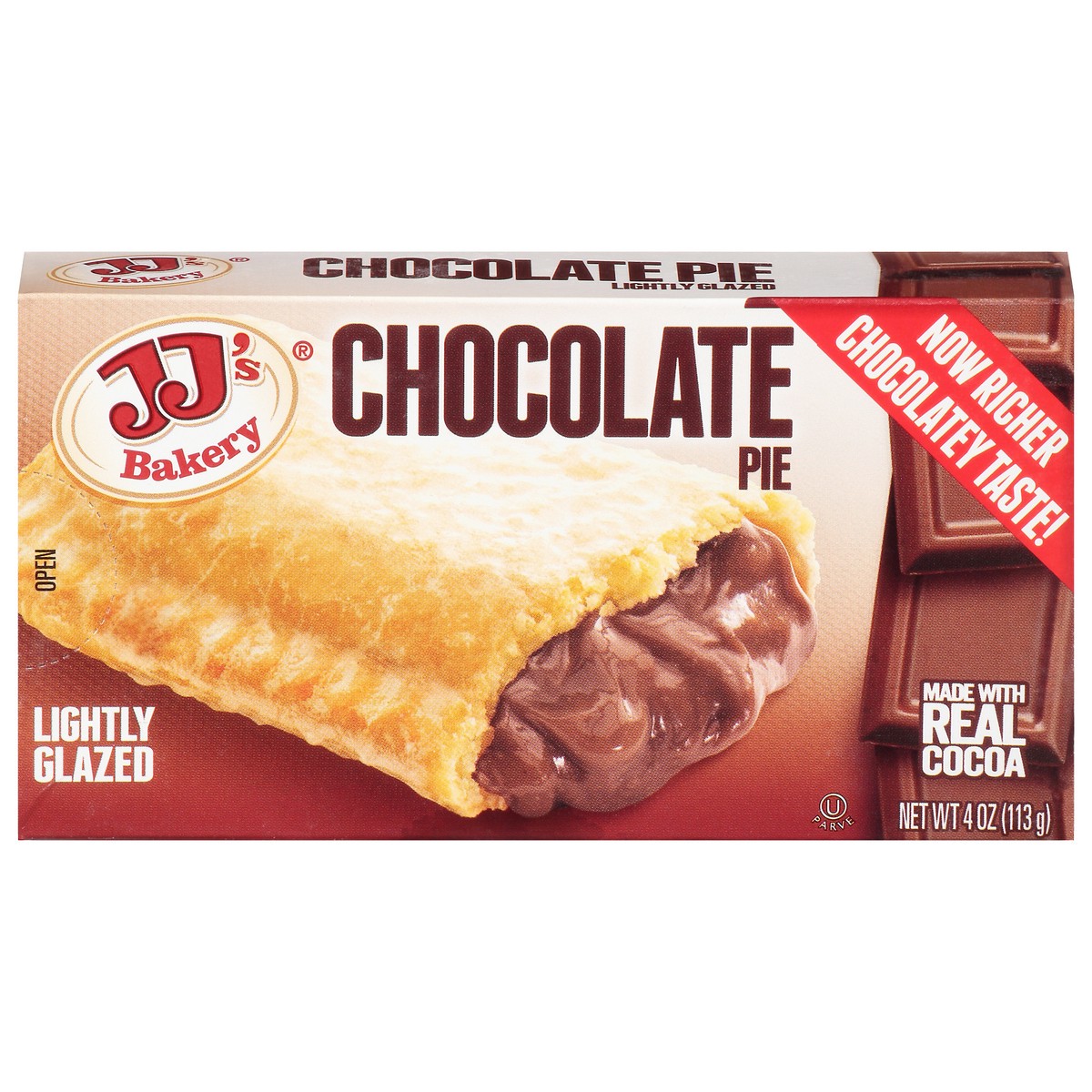 slide 1 of 9, JJ's Bakery Lightly Glazed Chocolate Pie 4 oz, 4 oz