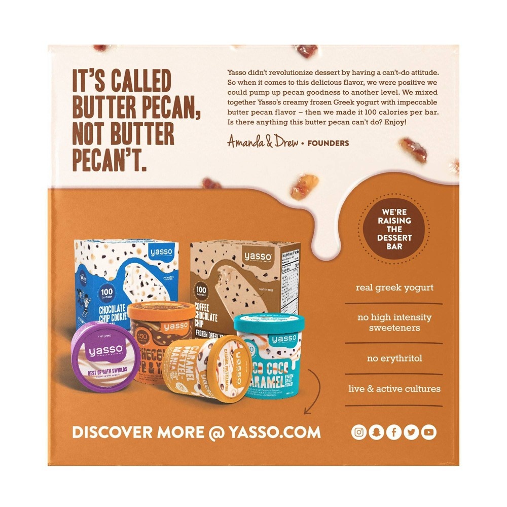 Yasso Butter Pecan Frozen Greek Yogurt Bars Shipt