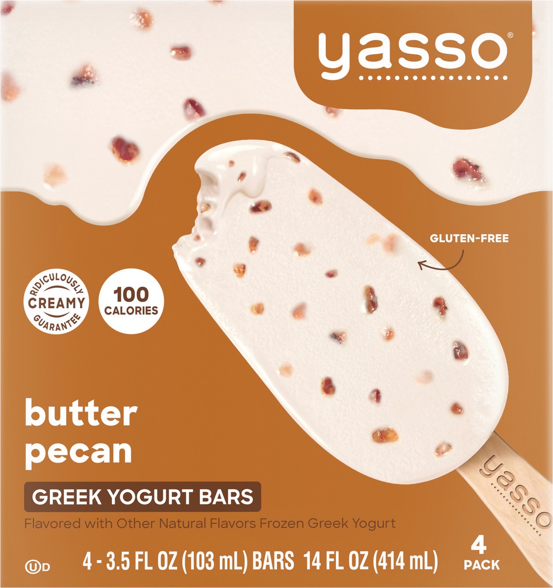 slide 6 of 9, Yasso Greek Butter Pecan Yogurt Bars 4 Bars 3.5 fl oz Packed, Unspecified 4 ea, 4 ct
