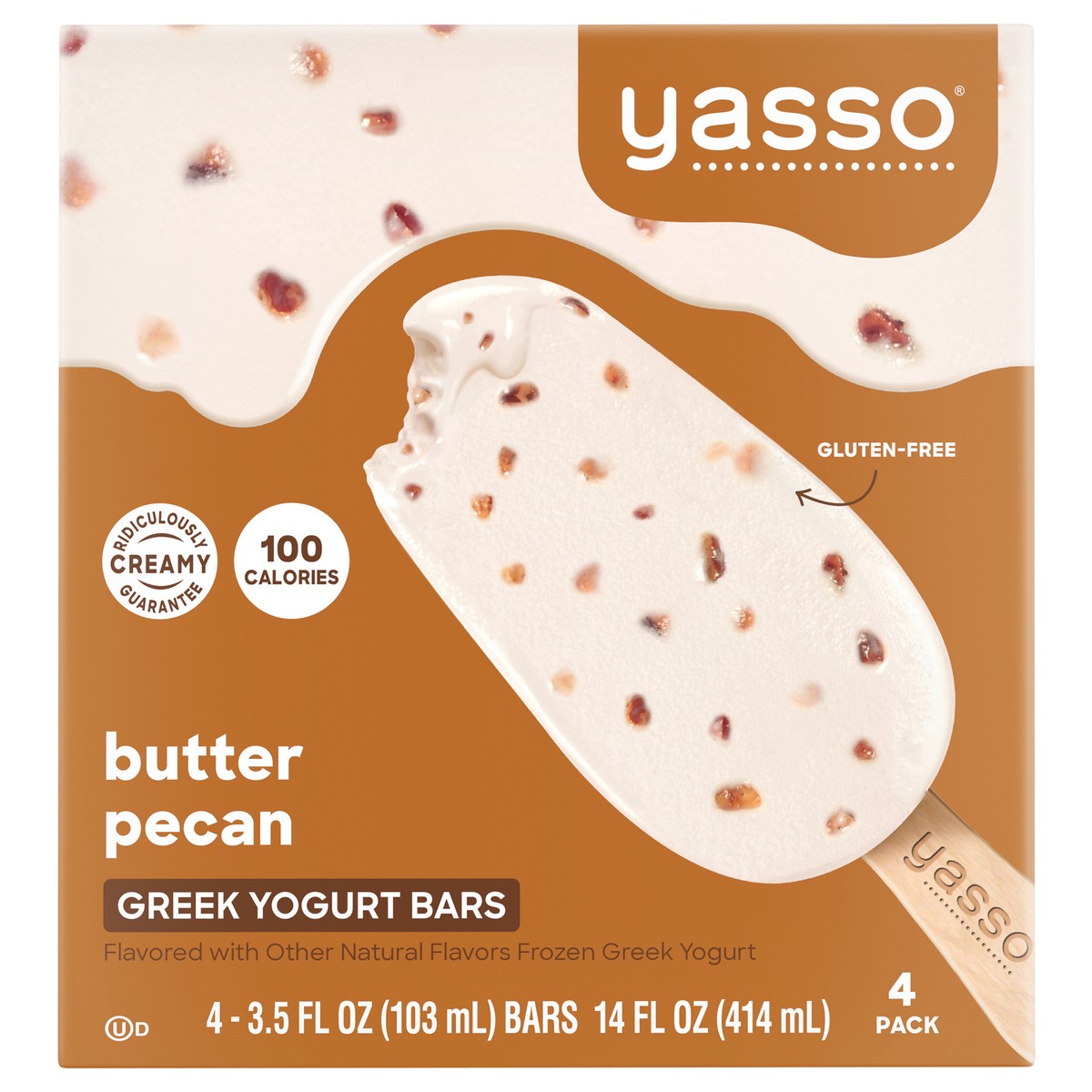 slide 1 of 9, Yasso Greek Butter Pecan Yogurt Bars 4 Bars 3.5 fl oz Packed, Unspecified 4 ea, 4 ct