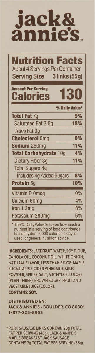 slide 4 of 9, Jack & Annie's Vegan Maple Breakfast Jackfruit Sausage Links 7.2 oz, 7.2 oz