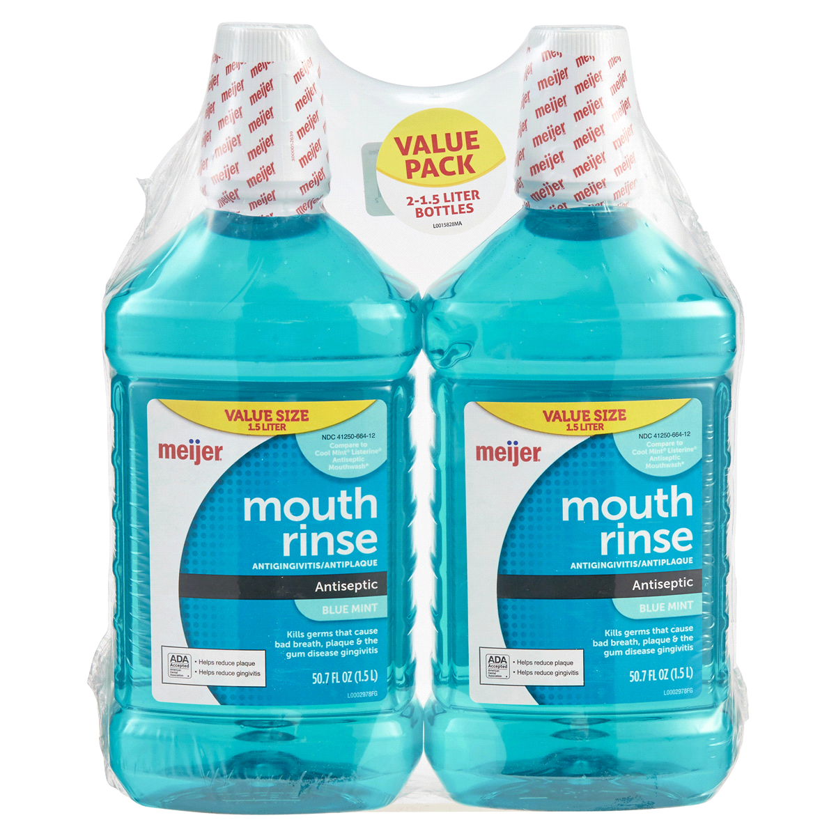 slide 1 of 1, Meijer Mouthwash Antiseptic Twin Pack, 2 ct; 1.5 liter