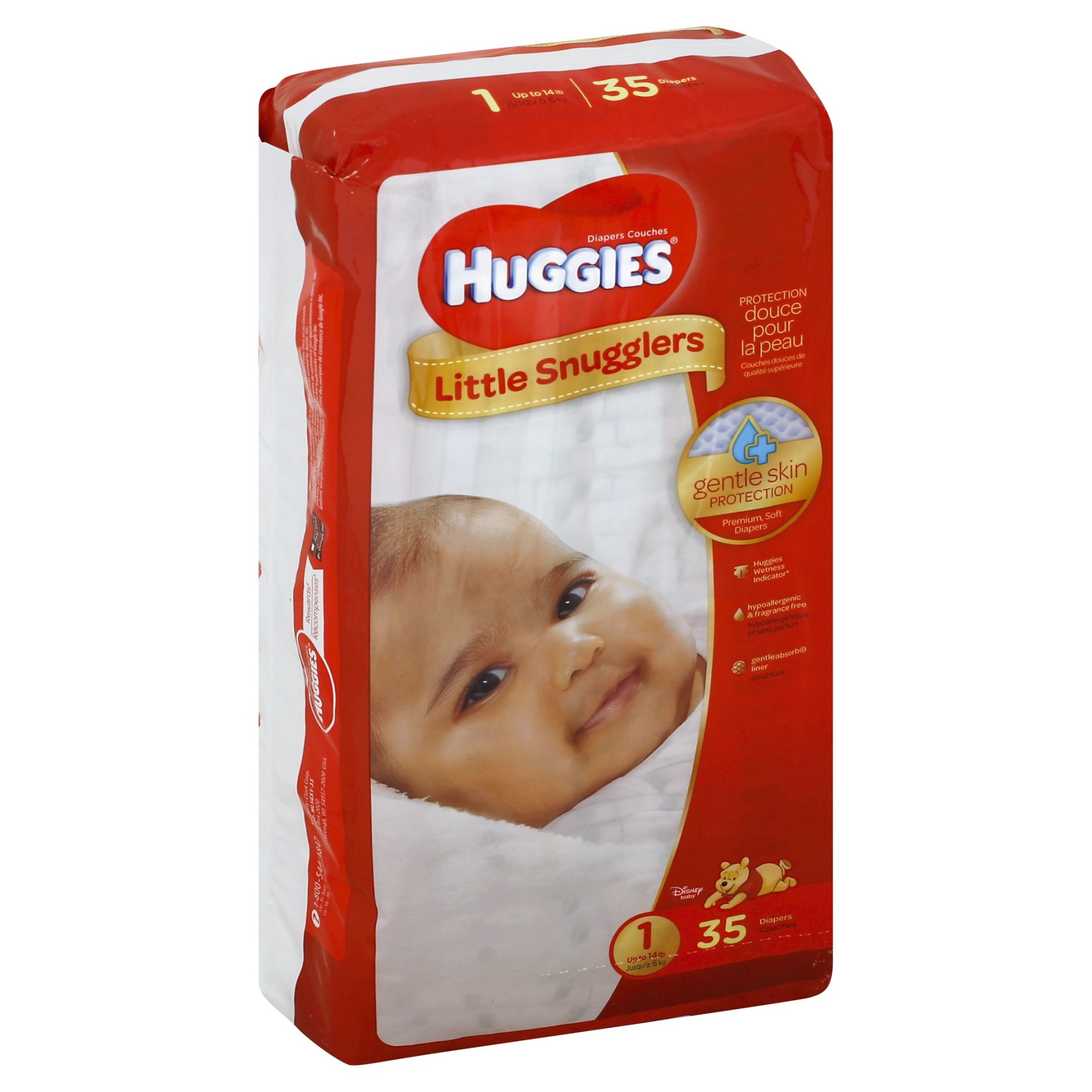 slide 1 of 3, Huggies Little Snugglers Baby Diapers Size 1, 35 ct