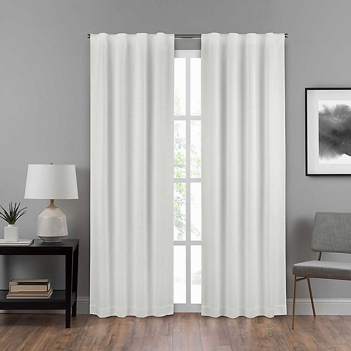 slide 1 of 6, Eclipse Summit Rod Pocket 100% Blackout Window Curtain Panel - White, 63 in