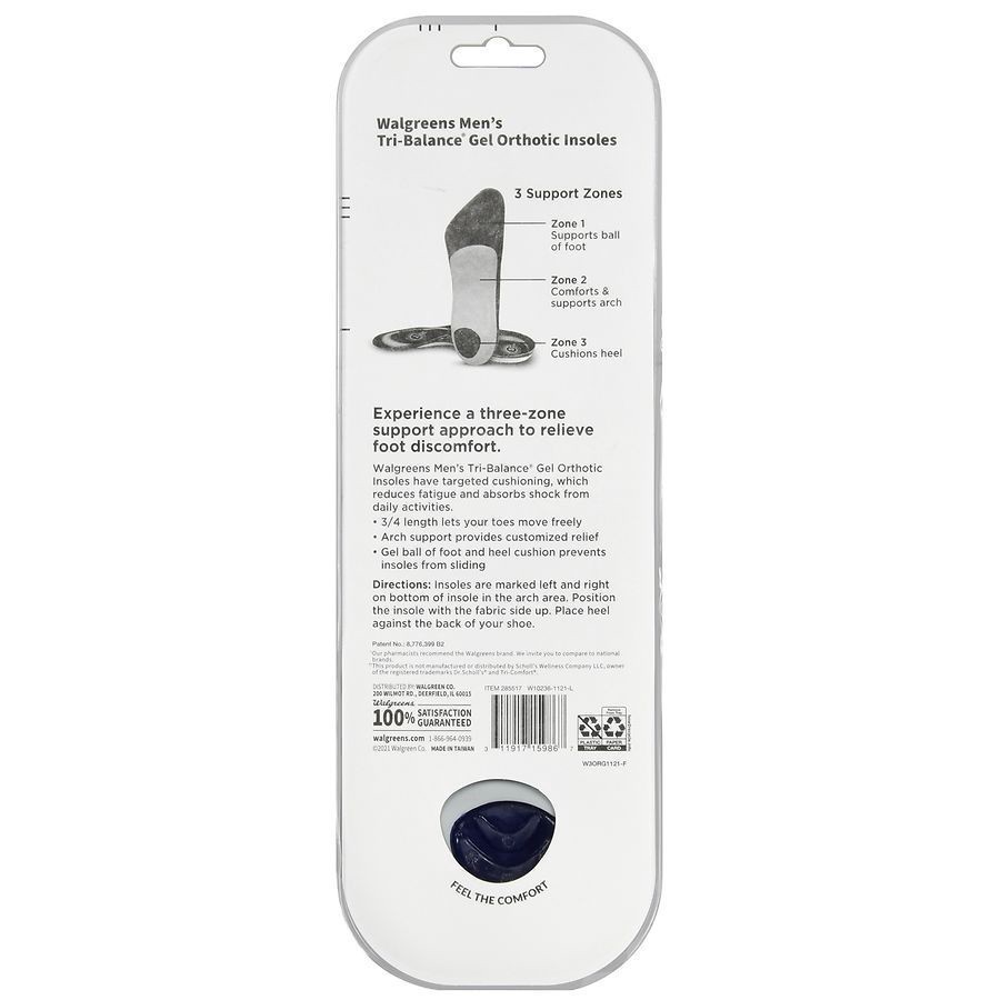 slide 5 of 5, Walgreens Men's Tri-Balance Gel Orthotic Inserts 8-12, 1 ct
