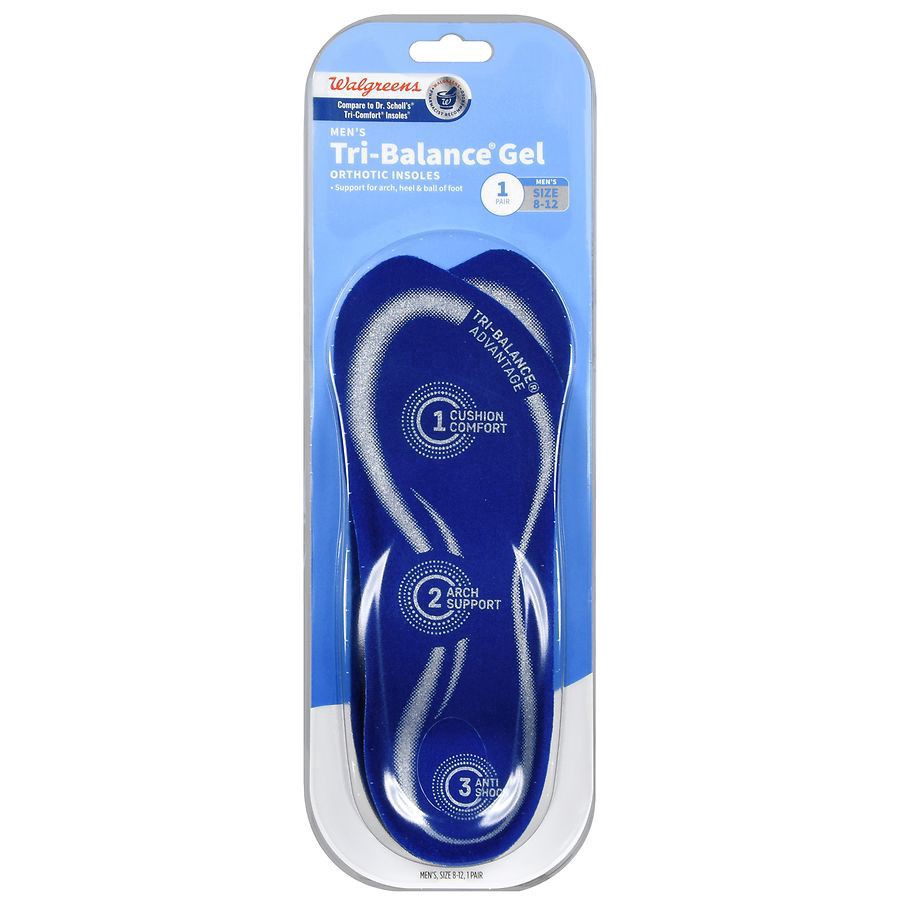 slide 1 of 5, Walgreens Men's Tri-Balance Gel Orthotic Inserts 8-12, 1 ct