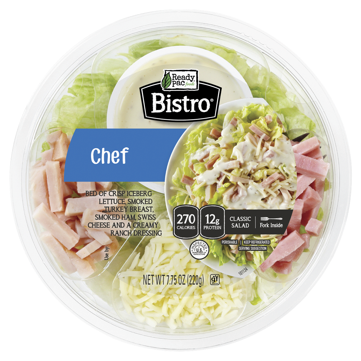 slide 1 of 13, Ready Pac Foods Bistro Chef with Turkey & Ham Salad with Creamy Ranch Dressing 7.75 oz, 7.75 oz