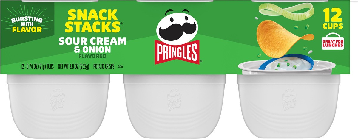 slide 1 of 5, Pringles Potato Crisps Chips Sour Cream and Onion, 12 ct