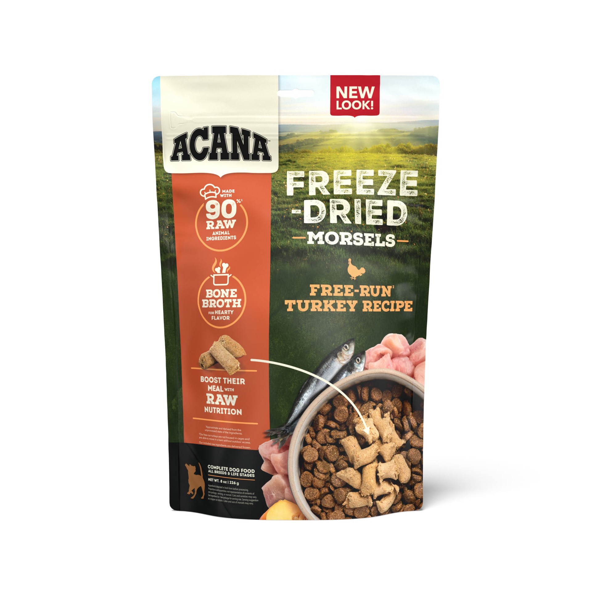 slide 1 of 3, ACANA Freeze-Dried Food Morsels Free Run Turkey Recipe 8OZ, 0.5 lb