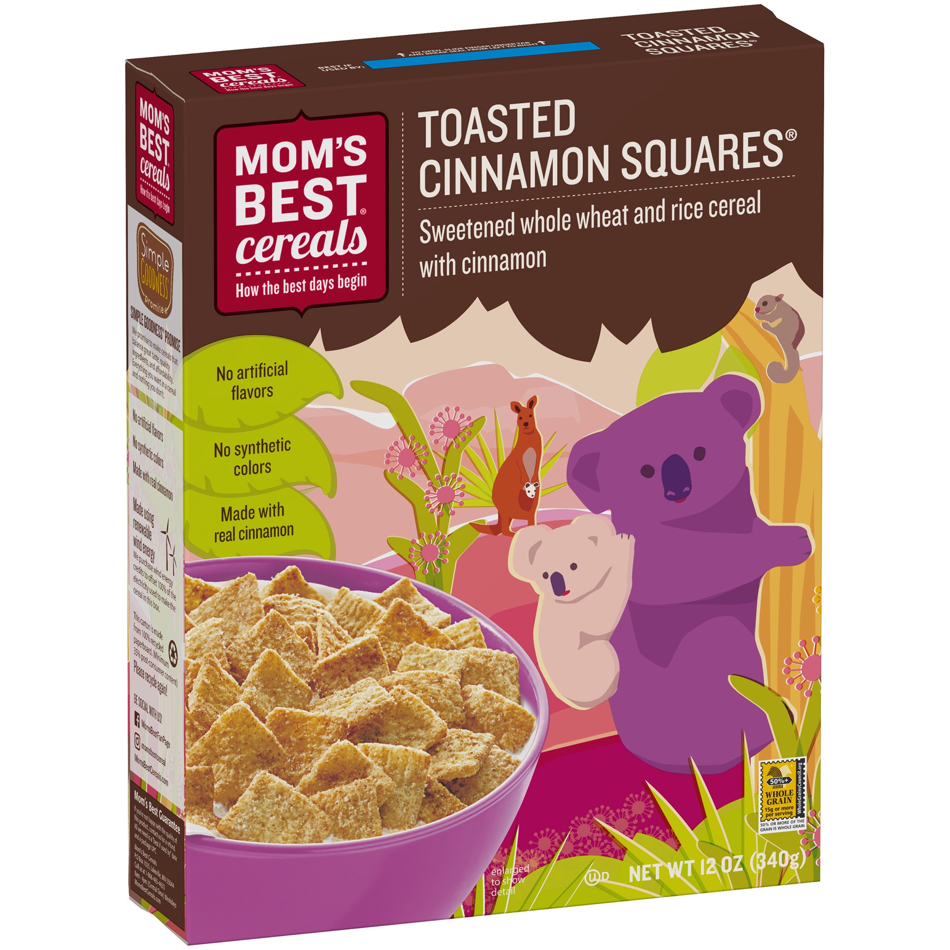 slide 3 of 5, MOM's Best Cereals Mom's Best Toasted Cinnamon Squares Cinnamon Cereal, 12 OZ Box, 12 oz