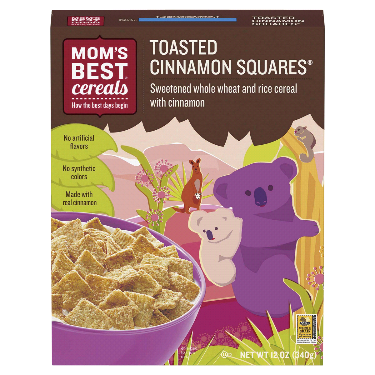 slide 1 of 8, Mom's Best Toasted Cinnamon Squares Cereal, 12 oz