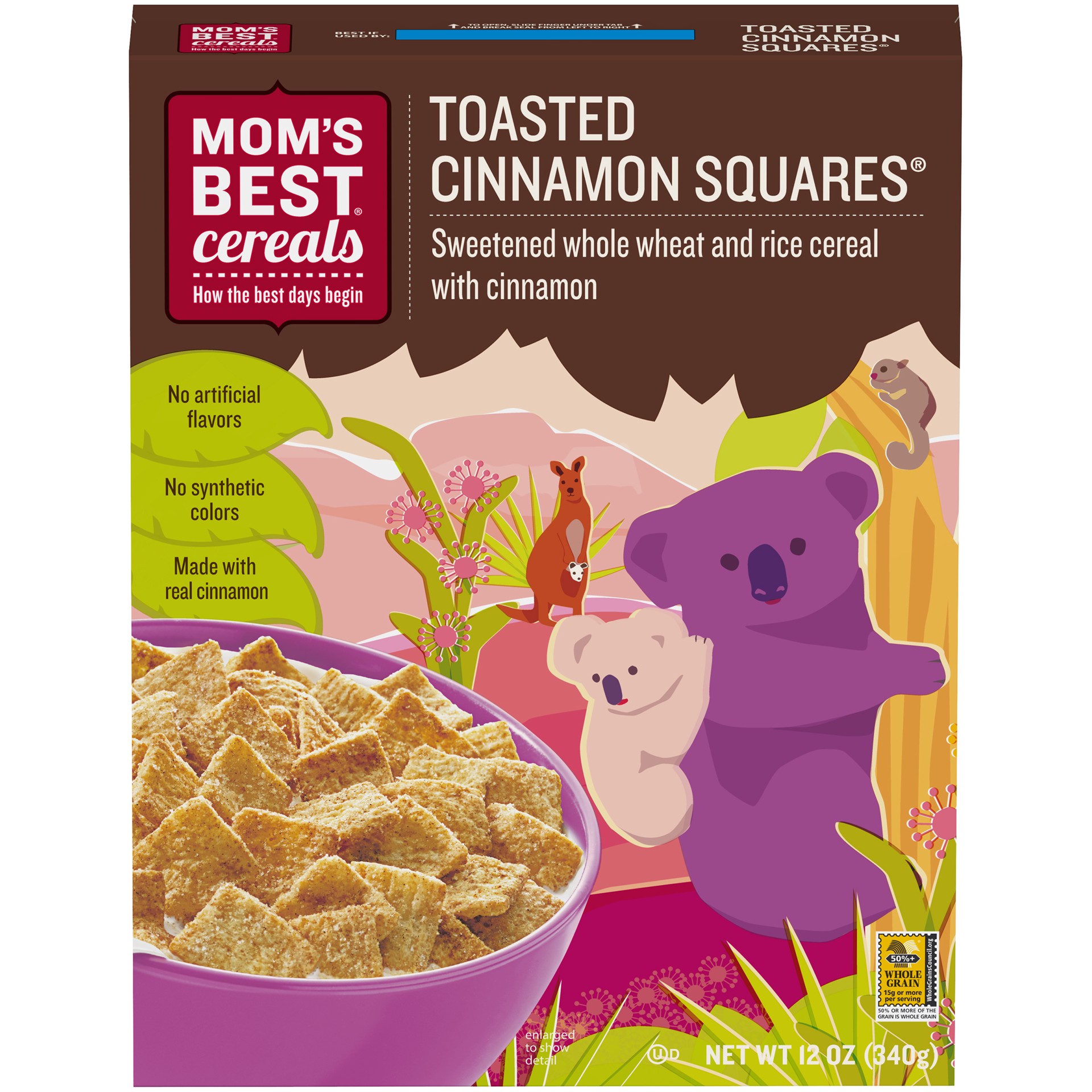 slide 2 of 5, MOM's Best Cereals Mom's Best Toasted Cinnamon Squares Cinnamon Cereal, 12 OZ Box, 12 oz