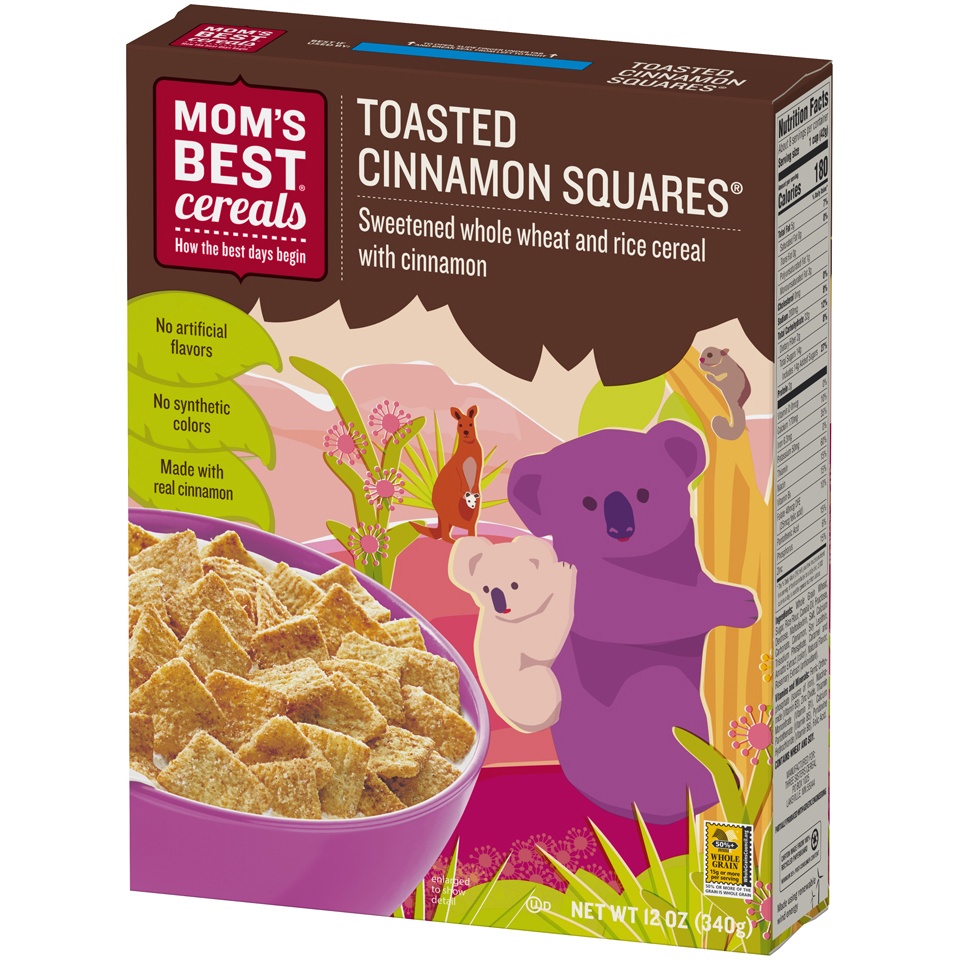 slide 3 of 8, Mom's Best Toasted Cinnamon Squares Cereal, 12 oz