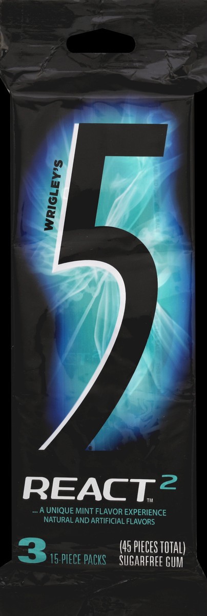 slide 3 of 3, 5 Gum React Mint Sugar-Free Gum Multipack, 3 ct