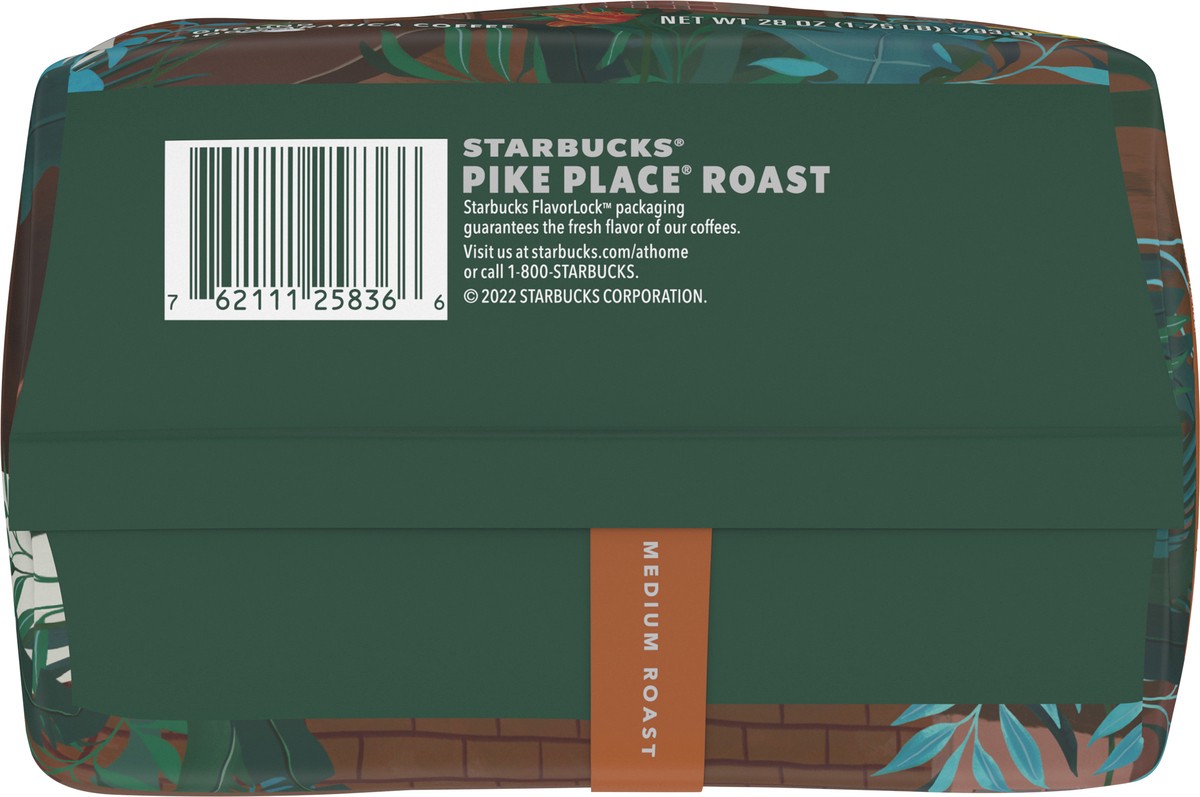 slide 6 of 9, Starbucks Ground Coffee, Medium Roast Coffee, Pike Place Roast, 100% Arabica, 1 Bag (28 Oz), 1.75 lb