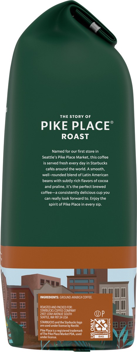 slide 7 of 9, Starbucks Ground Coffee, Medium Roast Coffee, Pike Place Roast, 100% Arabica, 1 Bag (28 Oz), 1.75 lb