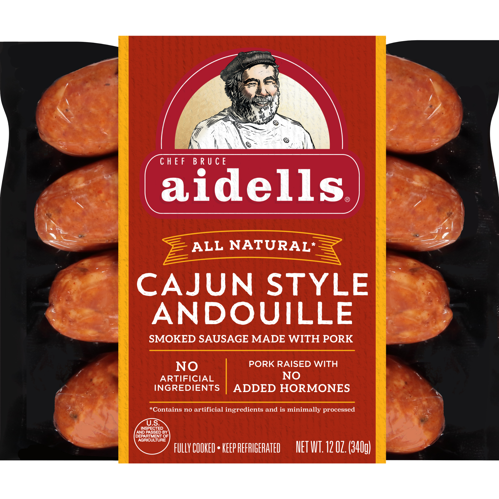 slide 1 of 3, Aidells Cajun andouille Smoked Sausage, 12 oz