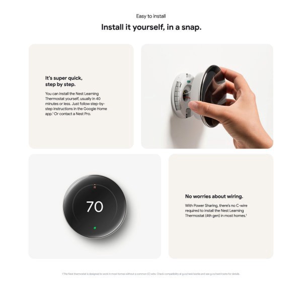 slide 8 of 9, Google Nest Learning Thermostat (4th Gen) with Nest Temperature Sensor (2nd Gen) - Silver, 1 ct