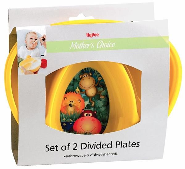 slide 1 of 1, Hy-Vee Mother's Choice Divided Plates, 2 ct