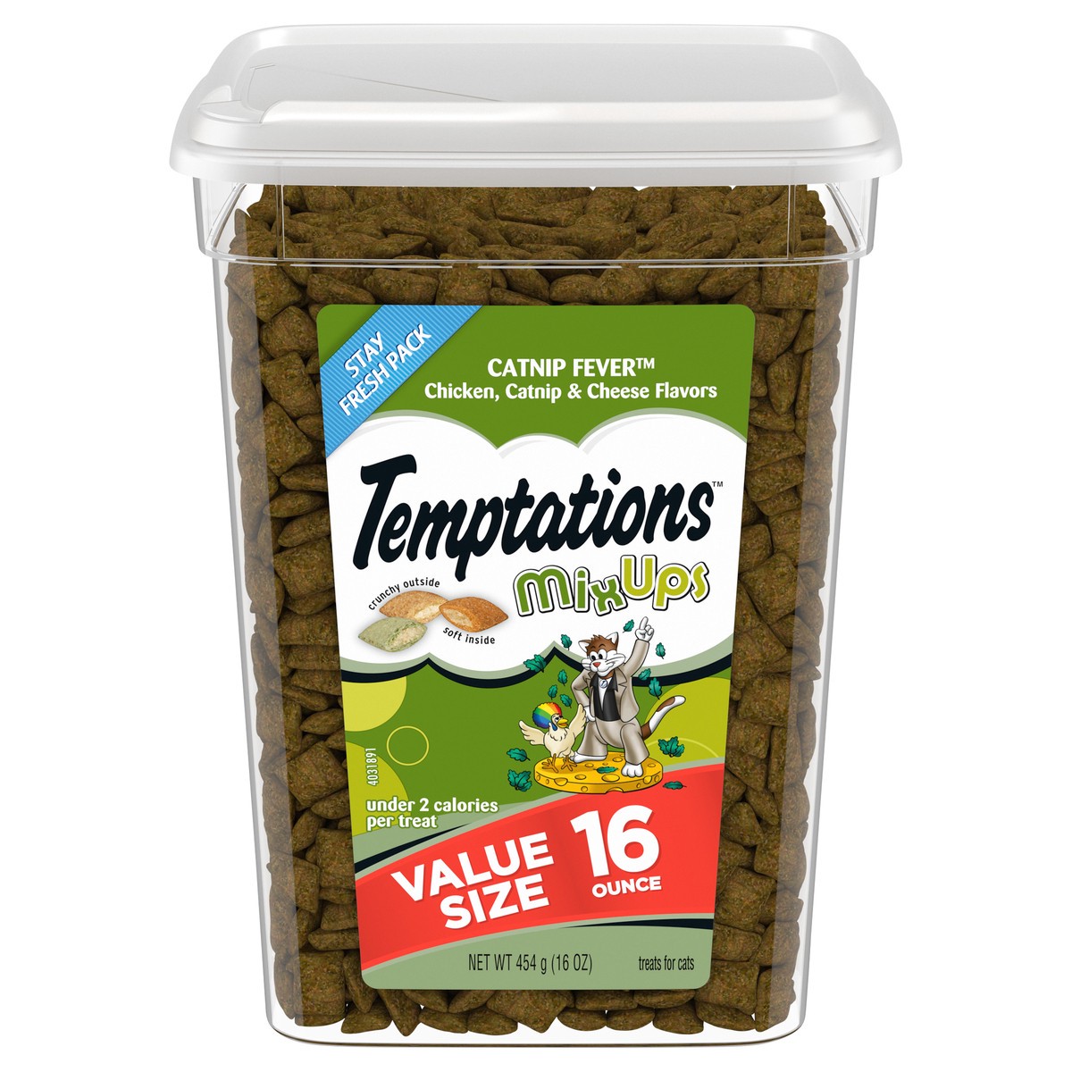 slide 3 of 4, Temptations MixUps Catnip Fever Chicken Catnip & Cheese Flavors Treats for Cats Value Size 16 oz, 16 oz