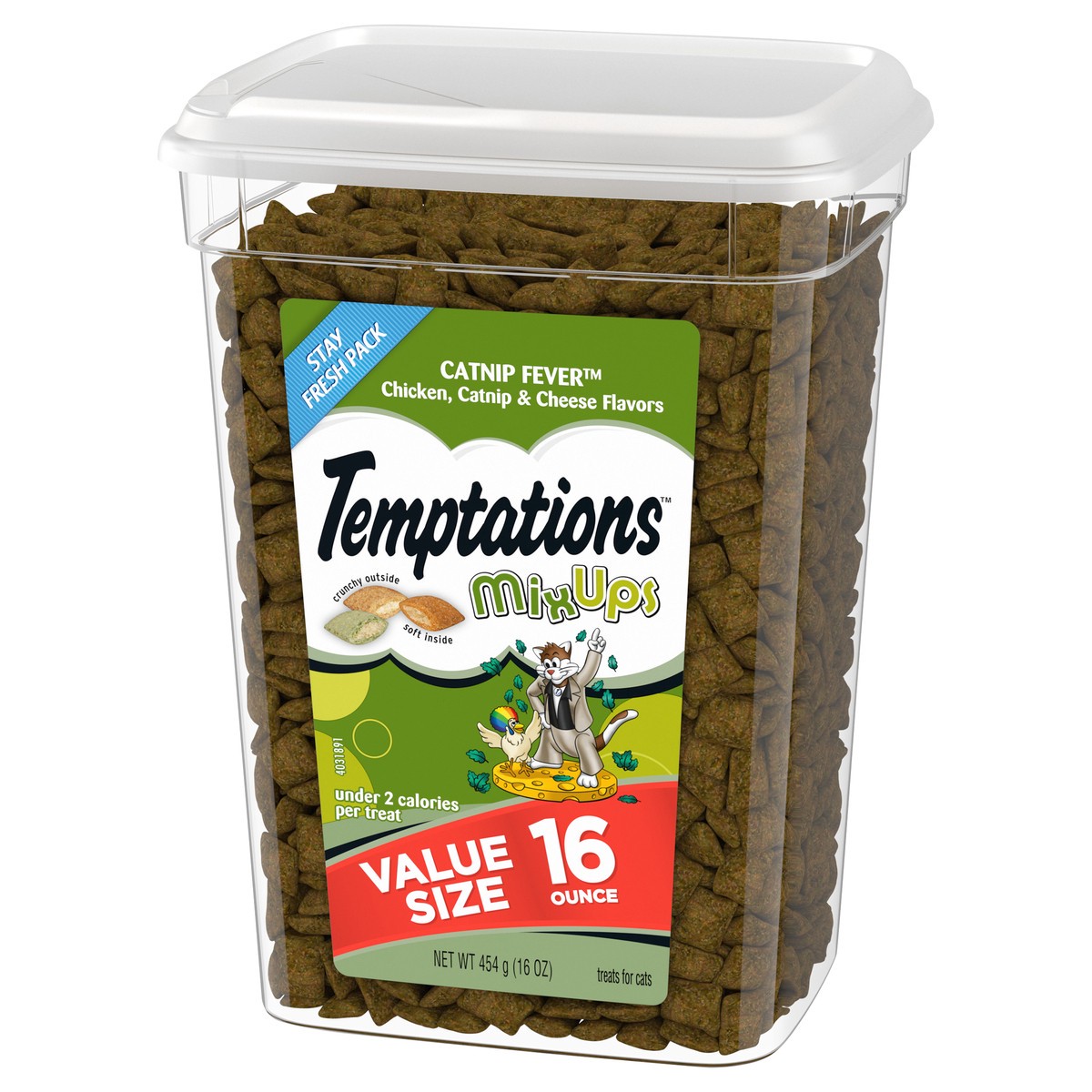 slide 4 of 4, Temptations MixUps Catnip Fever Chicken Catnip & Cheese Flavors Treats for Cats Value Size 16 oz, 16 oz