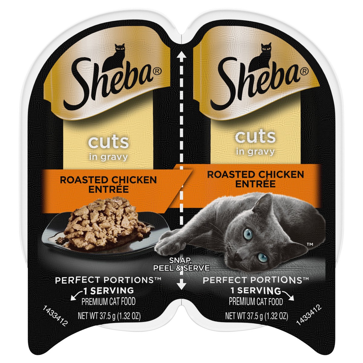 slide 1 of 3, Sheba Perfect Portions Cuts in Gravy Premium Roasted Chicken Entree Cat Food 2 - 1.32 oz Tubs, 2.64 oz