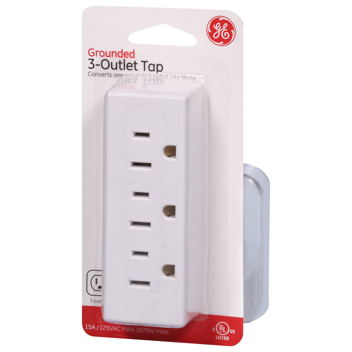 slide 3 of 9, General Electric Grounded 3-Outlet Tap, White, 1 ct