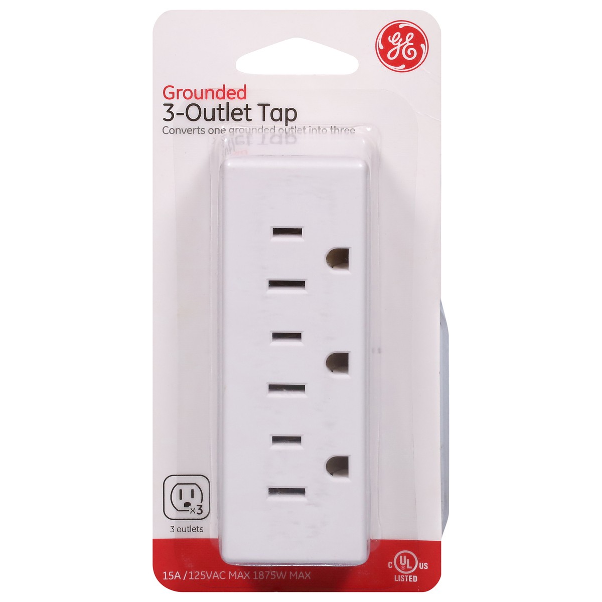 slide 1 of 9, General Electric Grounded 3-Outlet Tap, White, 1 ct
