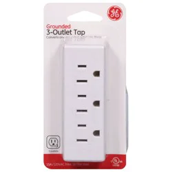 General Electric Grounded 3-Outlet Tap, White